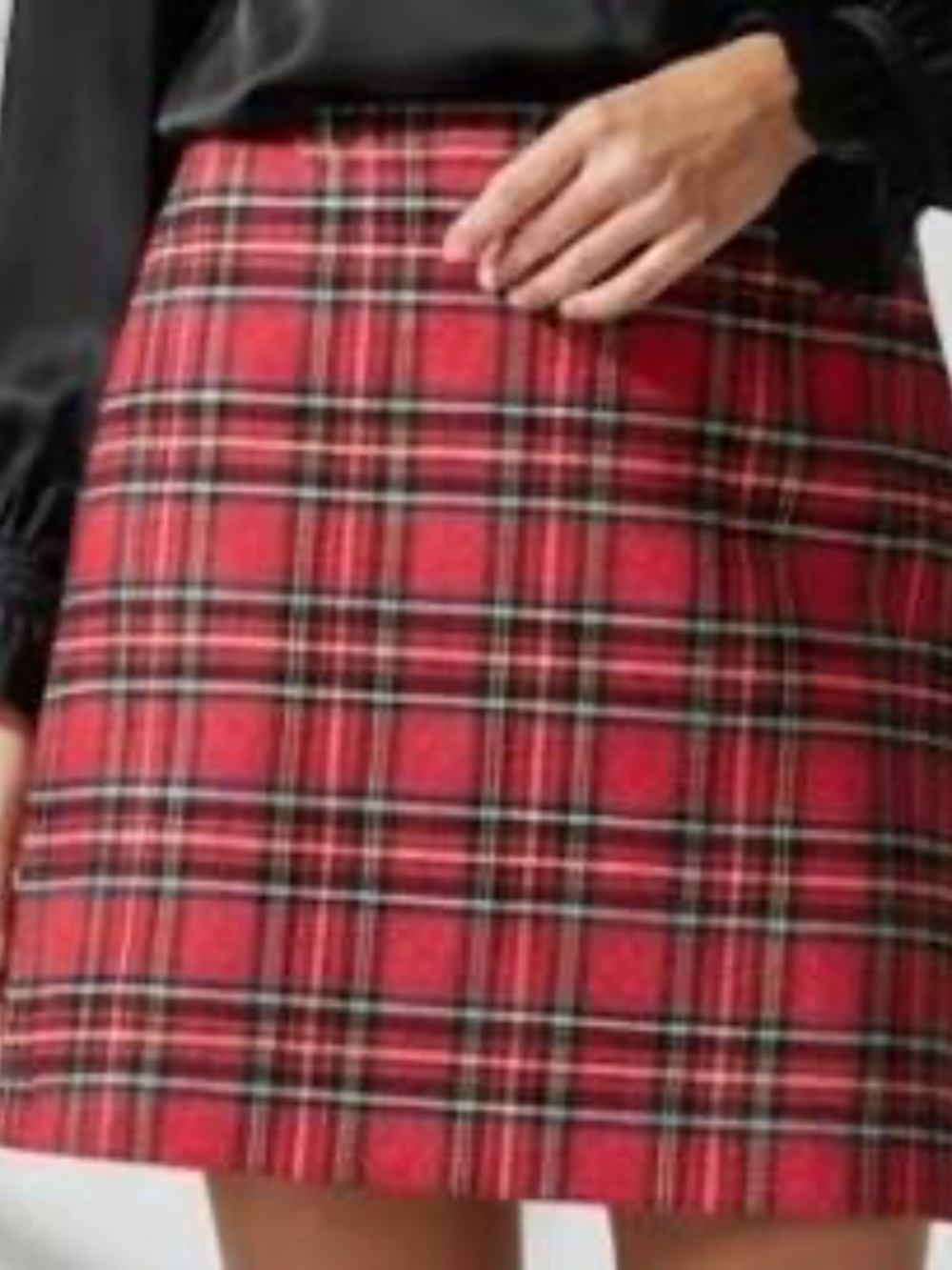 J. Crew Red Plaid Wool Blend Mini Skirt In Classic Tartan Pattern/Size 14